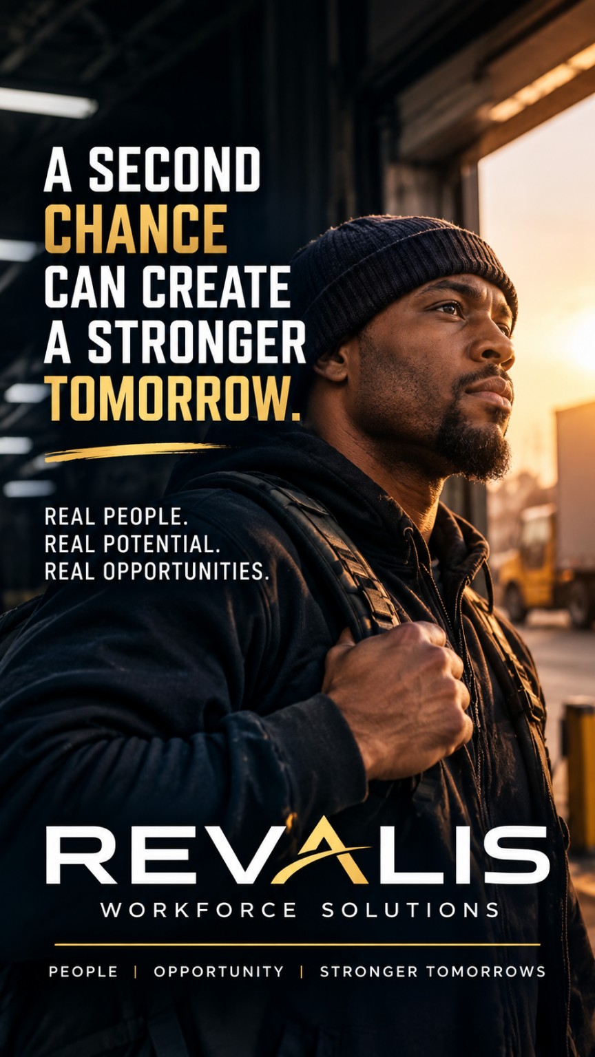 Revalis workforce campaign with the message that a second chance can create a stronger tomorrow.